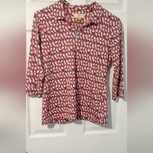 Sport Haley Red and White Geometric Blouse